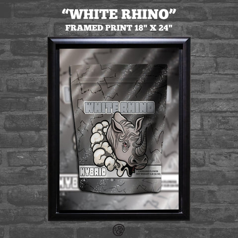 "White Rhino" 18" x 24" framed print