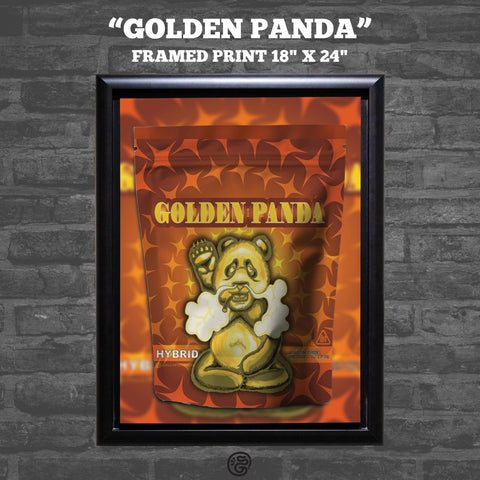 "Golden Panda" 18" x 24" framed print