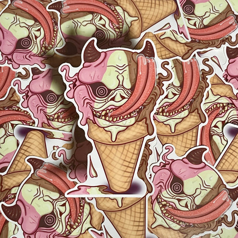 Neapolitan Ice Cream Demon 5inch Sticker